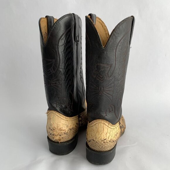 Durango Vintage Python Black Leather Cowboy Boots 9 - Picture 2 of 10